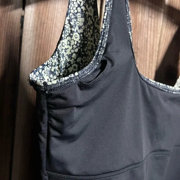 Everlane Square Neck Blue & White Floral Feminine Boho One Piece Swimsuit Sz L - Picture 8 of 16